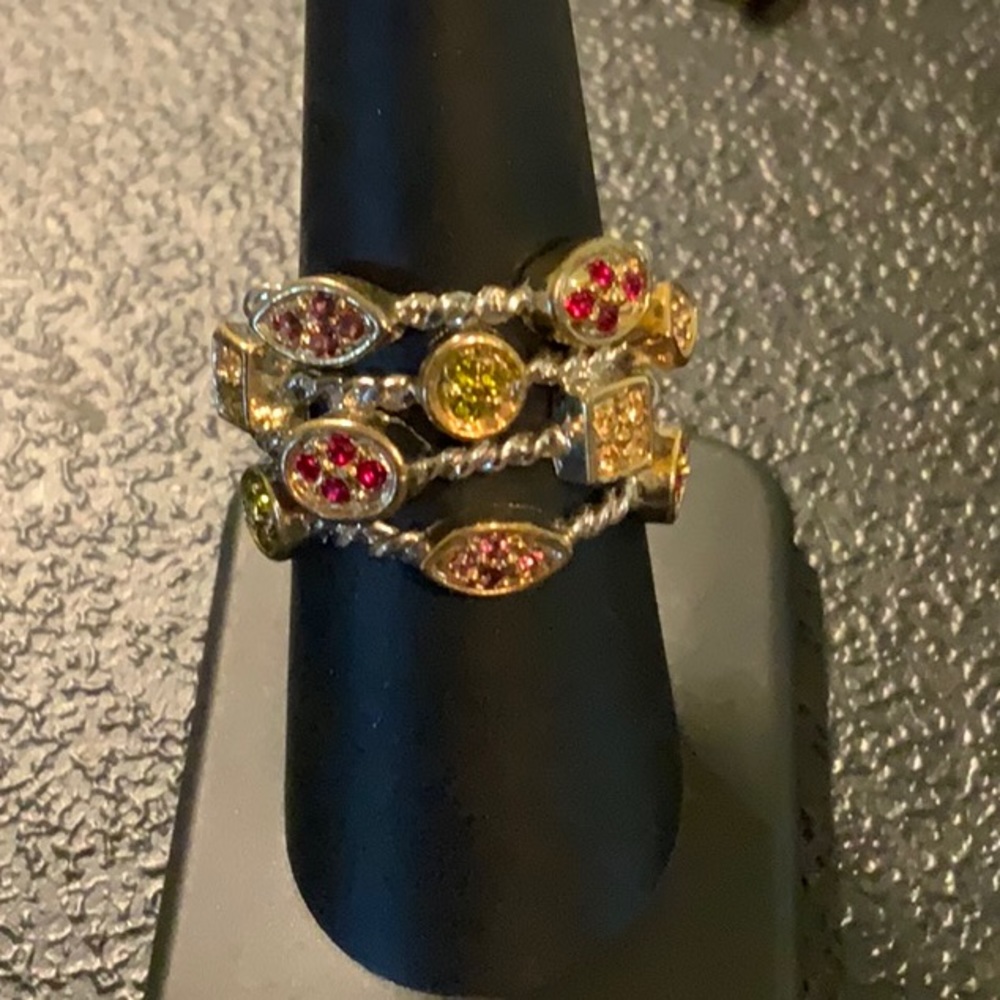 Silver and gemstone ring sz 7 1/2
